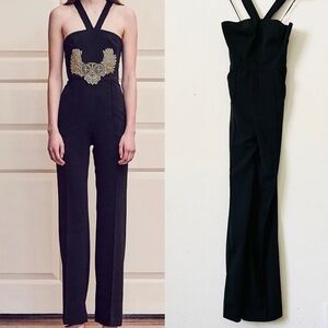 Mestiza New York SIZE 2 black Runway wide leg strappy jumpsuit